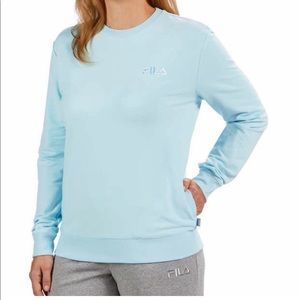 NWT! FILA Women's Light French Terry Blue Crewneck Pullover With Pockets Variety
